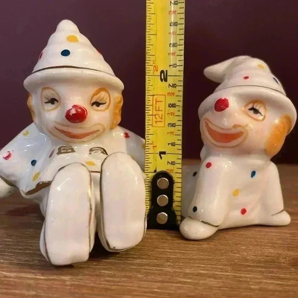 Fun Kitschy Vintage Tumbling Silly Clown Figurines Set of 2 - Picture 7 of 8